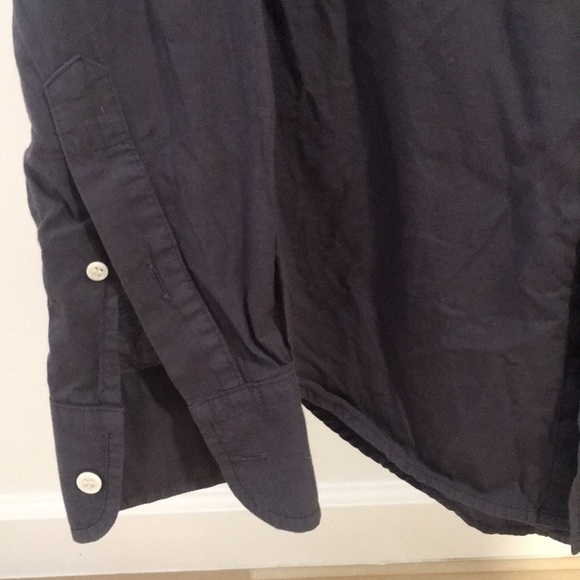 Band Of Outsiders Soft Velvet Dark Blue Long Sleeve Shirt with Pocket - Picture 4 of 4